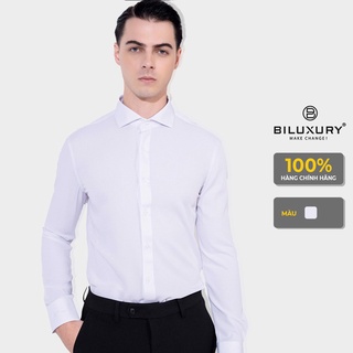 Áo sơ mi trắng dài tay Biluxury sợi vải cafe form chuẩn ít nhăn chống bám bụi 5SMDB002TRK