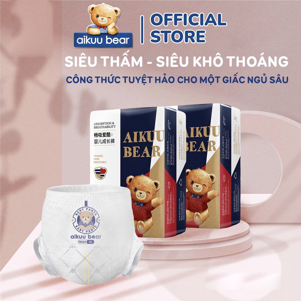 TẶNG QUÀ [Bịch]Tã Bỉm AIKUU BEAR Dán/Quần đủ size S56,M50,L48,XL46,XXL44,XXXL42 siêu mềm mỏng