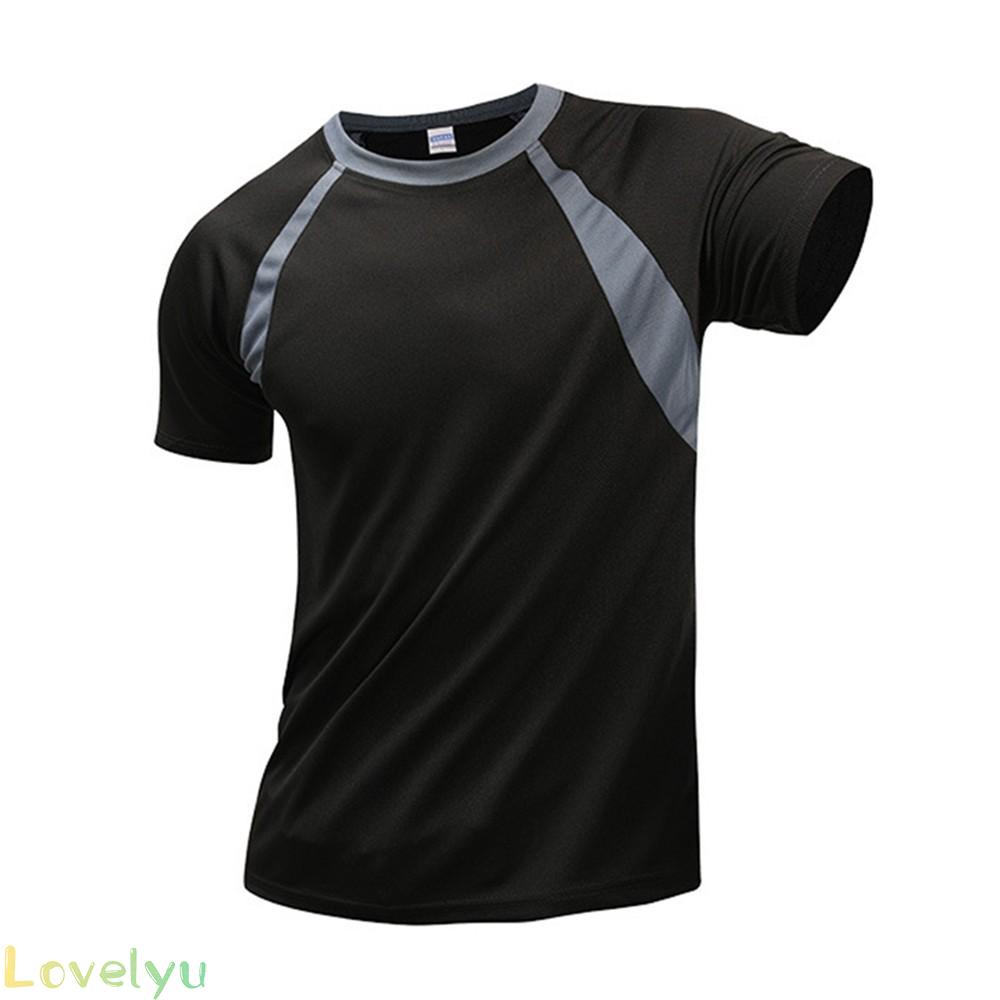 【LOVELYU】Men Breathable T-Shirt Quick Dry Athletic Wicking Cool Running Gym Sports Tops 100% brand new and high quality【Good Quality】