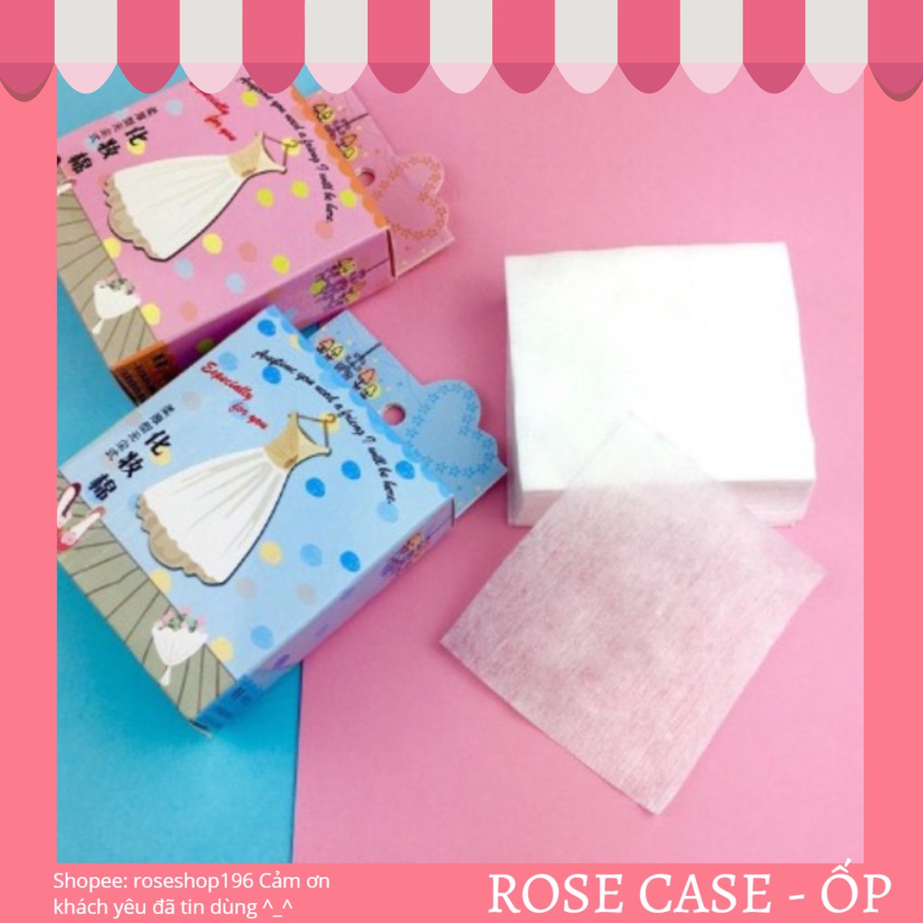 Bông tẩy trang chất cotton hộp 50 tờ ROSE196 (B09)