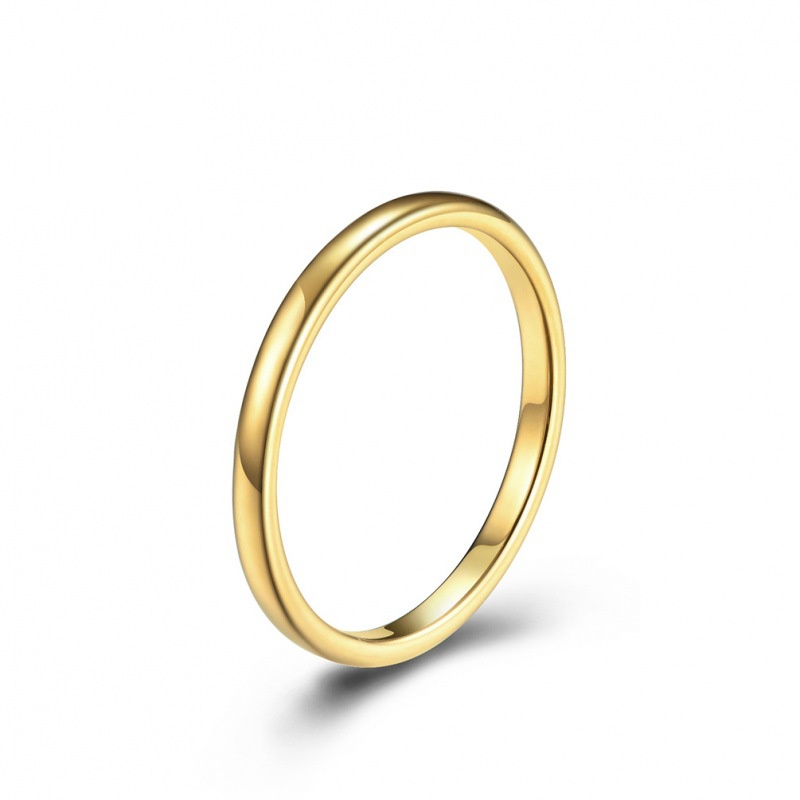 Nhẫn Cincin Wanita Bằng Thép Titan Màu Vàng / Bạc 2mm Đơn Giản Thời Trang Hàn Quốc Cho Nam Và Nữ