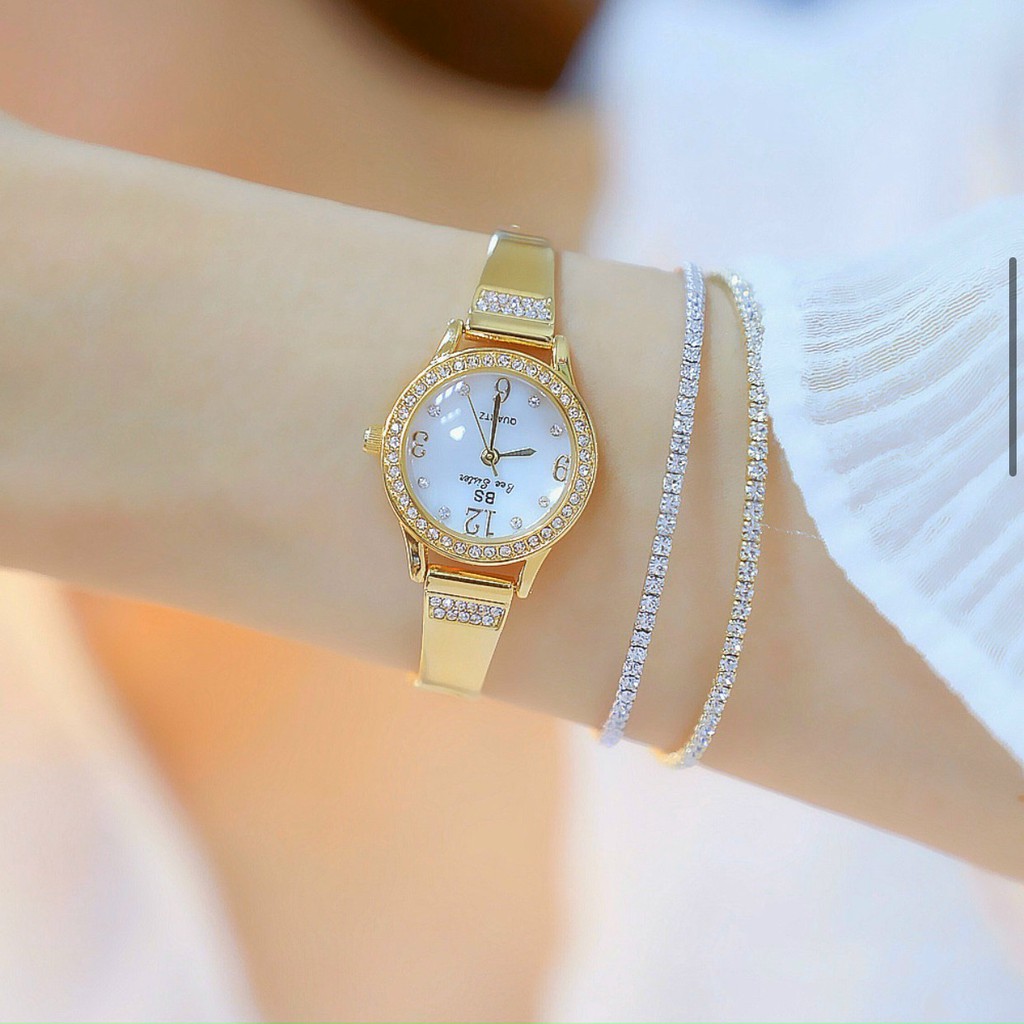 Đồng hồ đeo tay nữ, đồng hồ nữ chính hãng BEE SISTER đính đá mặt tròn siêu đẹp, thời trang cao cấp giá rẻ