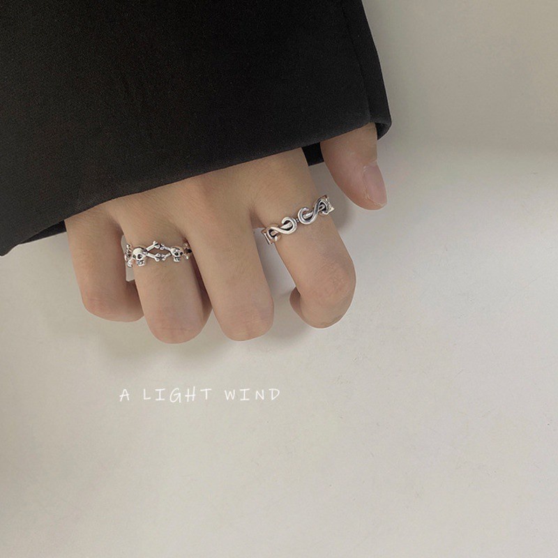 Nhẫn hở hình đầu lâu chữ s cá tính thời trang dễ phối đồ 191116