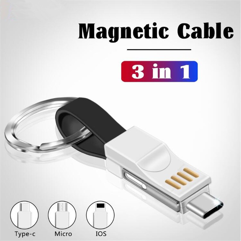 Cáp treo mini 3 trong 1 Cáp USB Micro Dữ liệu sạc USB Dây cáp sạc cho iphone Android type-c