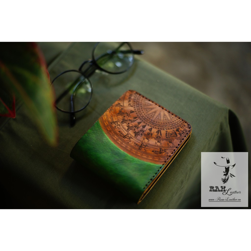 Ví nam da bò RAM Leather Italia Vegtan Xanh Lá