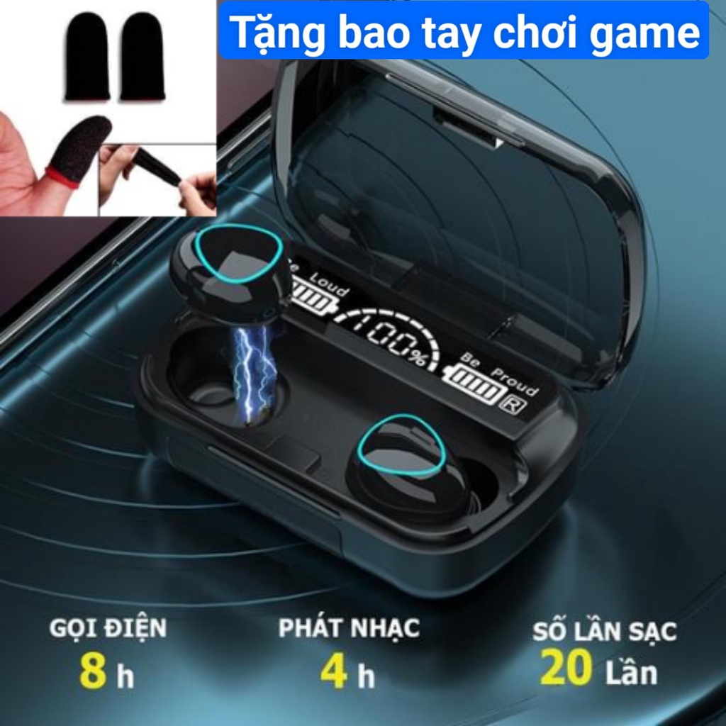 Tai nghe bluetooth không dây M10 Pro TWS v5.1 bass mạnh 3500mah nút chạm cảm ứng âm thanh HIFI,tặng găng chơi game
