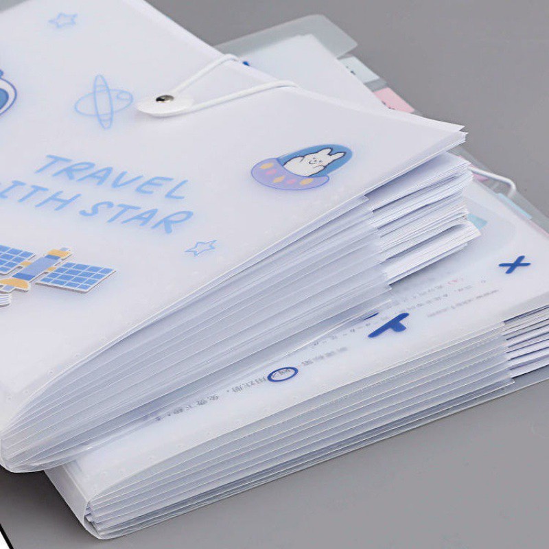 Túi đựng file tài liệu bài kiểm tra khổ A4, Bìa hồ sơ đựng đề cương A4 nút khóa gài 12 ngăn tiện lợi
