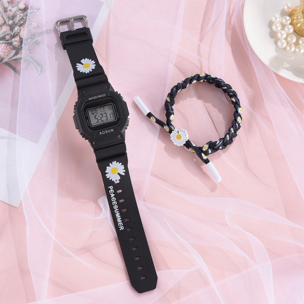Đồng hồ nam nữ Aosun điện tử thời trang đeo tay hoa cúc cực đẹp DH106 tiện dụng