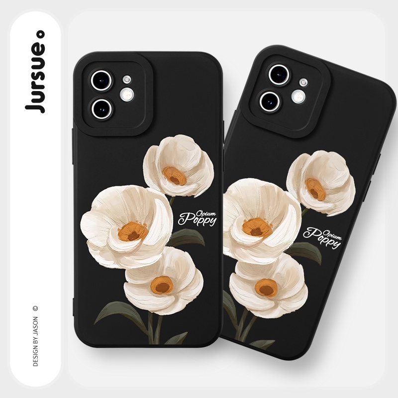 Ốp lưng JURSUE mềm hình độc lạ màu đen Cho iPhone 14 13 12 11 Pro Max SE 2020 X XR XS 8 7 ip 6S 6 Plus Y2423