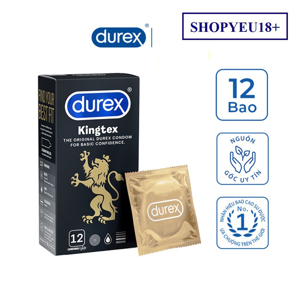 Bao cao su Durex Kingtex vừa vặn với kích thước đa số đàn ông người Việt hộp 12c