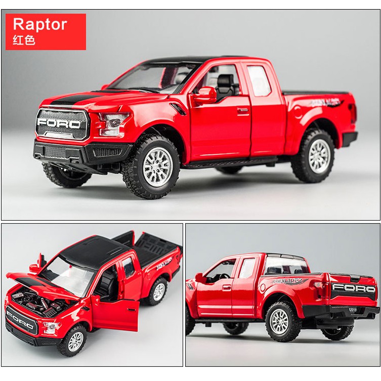 Xe mô hình ô tô Ford F150 Raptor 1:32 Xe ô tô bằng kim loại có âm thanh và đèn