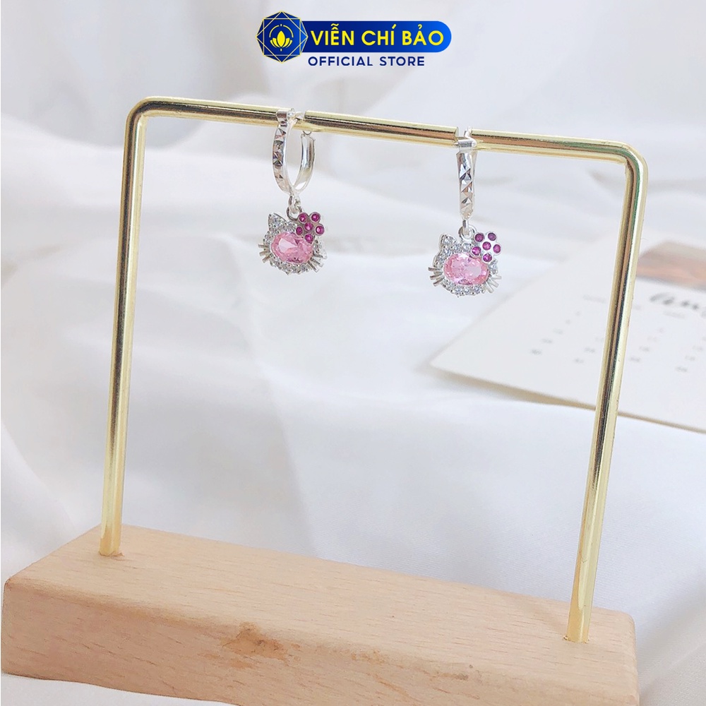 Bông tai bạc nữ Kitty chất liệu bạc S925 thời trang phụ kiện trang sức nữ thương hiệu Viễn Chí Bảo B400518x1