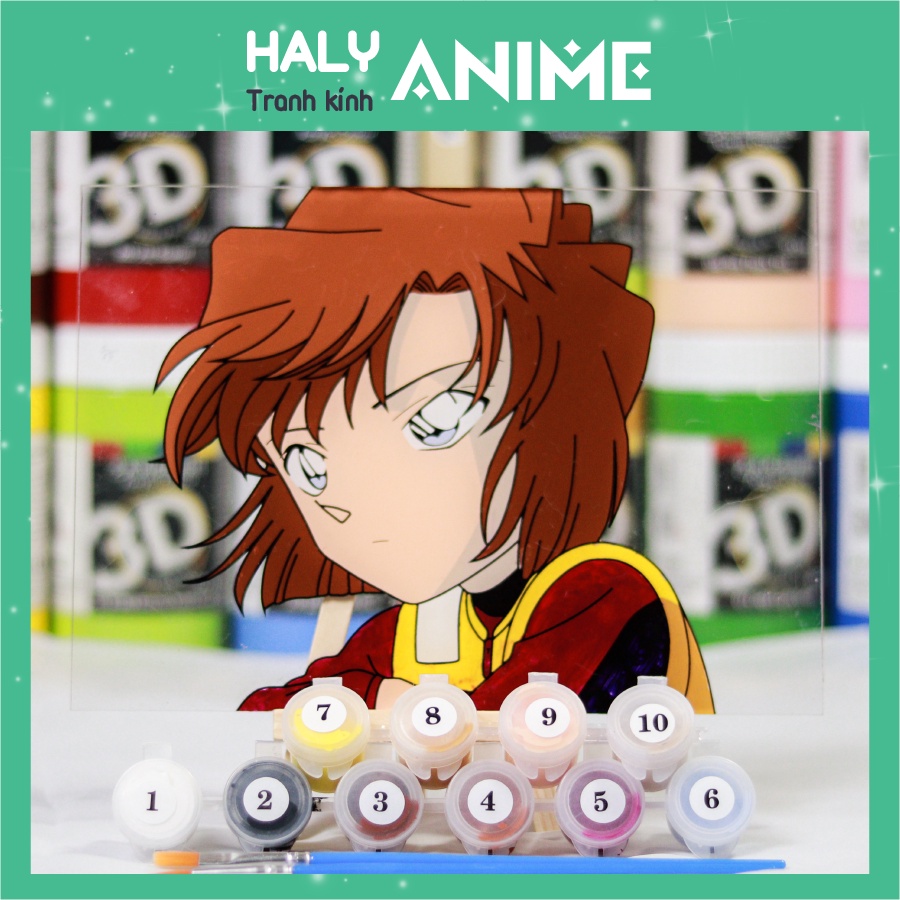 Tranh kính anime Haibara, theo yêu cầu, glass painting kit dễ thương, màu acrylic 3D khó phai.