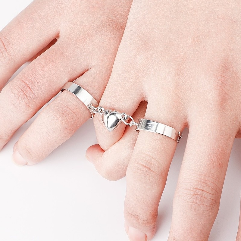 1 Cặp Nhẫn Hở Hợp Kim Có Thể Điều Chỉnh Phong Cách Hip Hop Hàn Quốc