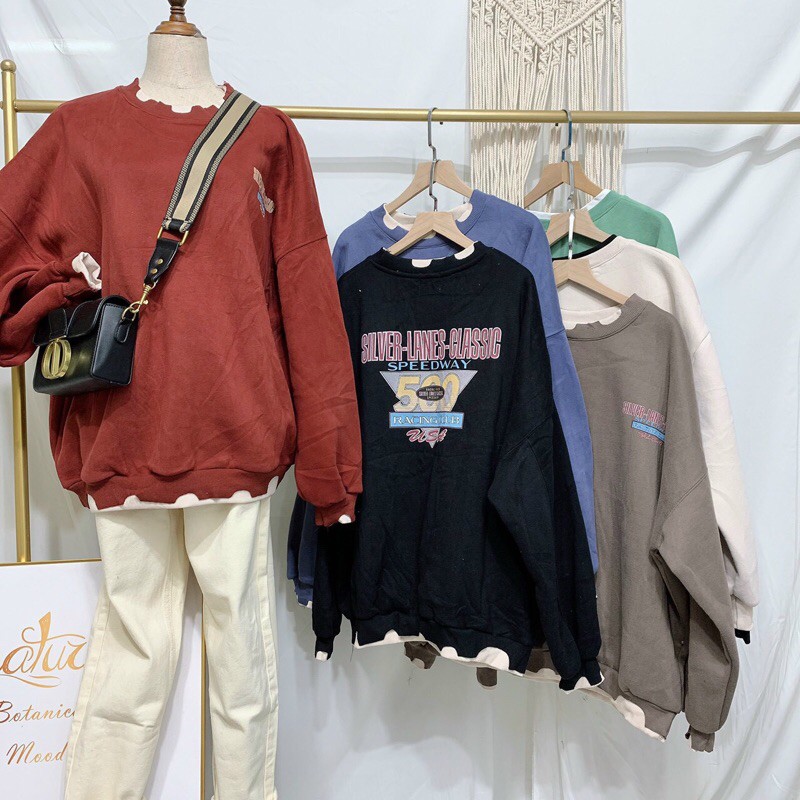 Áo nỉ sweter (nỉ ko mũ) siêu rộng siêu dày hàng quảng châu