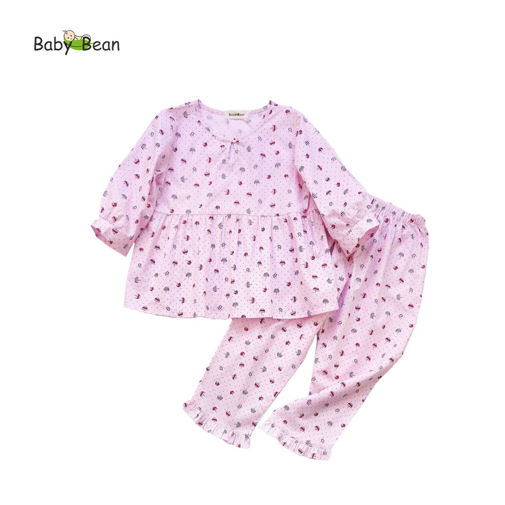 [MÃ THƯƠNG HIỆU YÊU THÍCH Voucher giảm 10%] Đồ Bộ Cotton Nhún Eo Quần Lai Bèo Bé Gái &amp; Mẹ BabyBean (28kg-50kg)