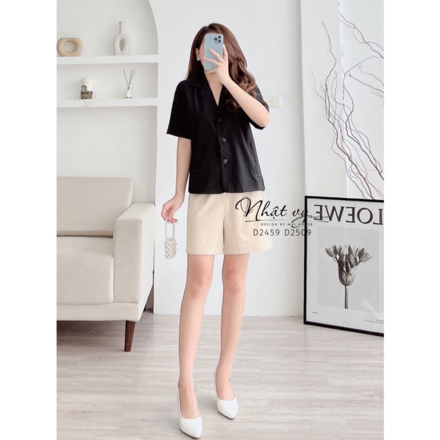 Áo công sở cổ vest Nhật Vy gài nút dáng suông chất cotton phù hợp đi chơi dạo phố hẹn hò cafe sang chảnh - D2459