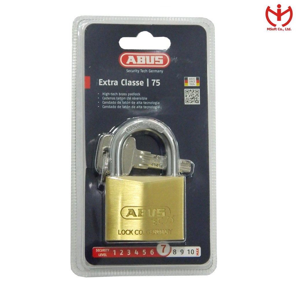 [Hỏa tốc HCM] Ổ khóa ABUS 75/50 thân đồng rộng 50mm 4 chìa vi tính - MSOFT