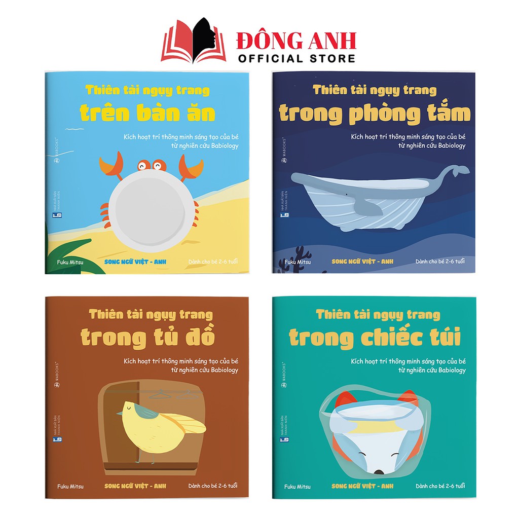 Sách - Combo 4 cuốn Ehon Thiên Tài Ngụy Trang song ngữ Việt-Anh dành cho bé 2-6 tuổi