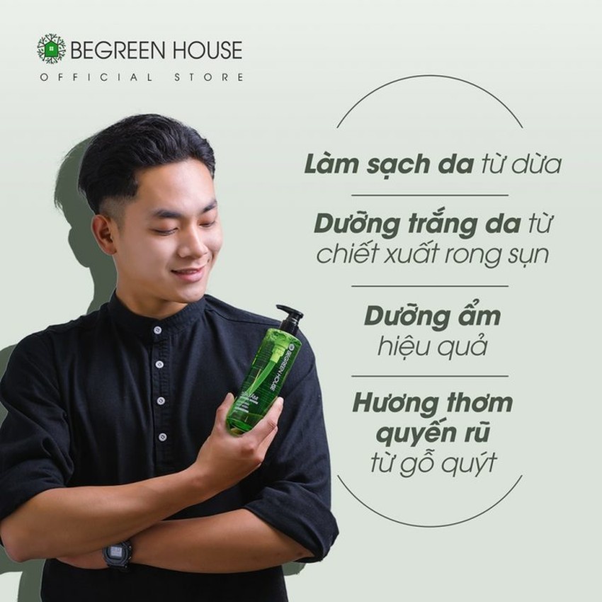 [CHÍNH HÃNG] Sữa Tắm Begreen House - Công thức chuyên biệt dành cho Nam GiớI dưỡng ẩm, trắng da, loại bỏ mụn lưng