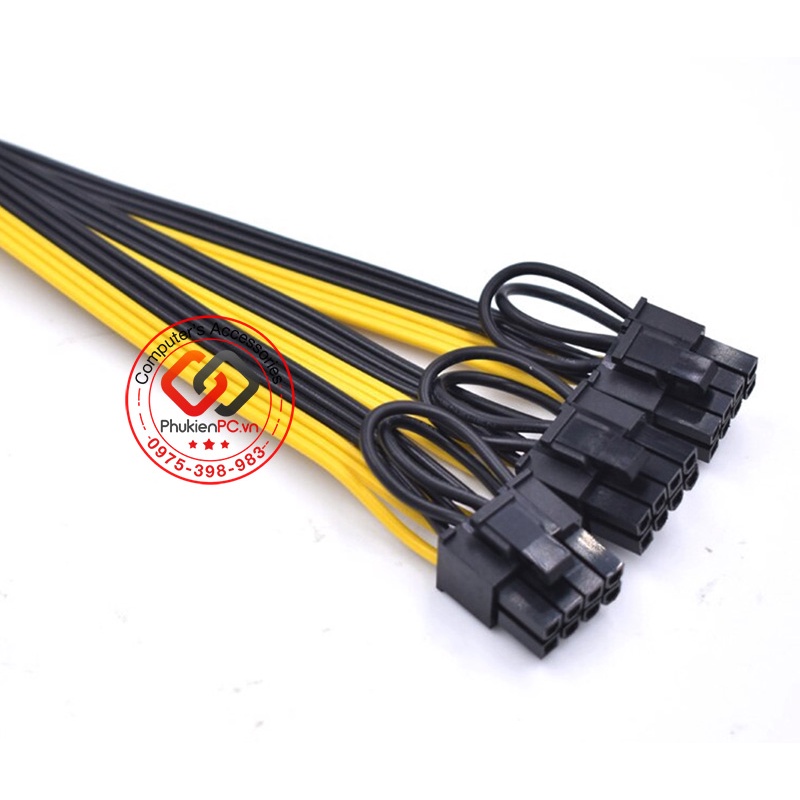 Dây cáp chuyển đổi nguồn 8Pin CPU sang 3 8Pin PCIe 6+2Pin cho Card đổ họa, Card VGA màn hình Gaming, máy tính PC, Server