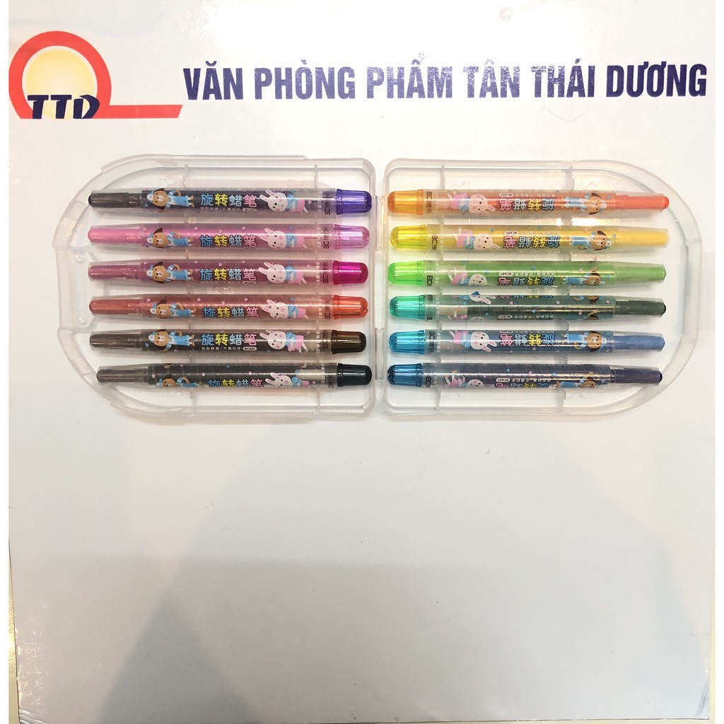 Bút Sáp Vặn 12, 18, 24 Màu Hàng Đẹp_Có Hộp Đựng Siêu Xinh