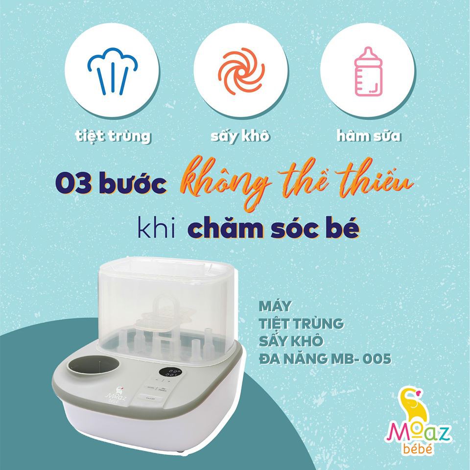 Máy hâm sữa tiệt trùng sấy khô moaz bebe MB005 hàng chính hãng bảo hành 12 tháng