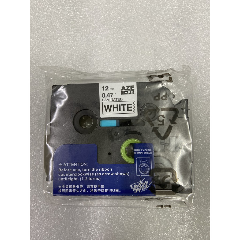 Băng in nhãn trắng/đen 12mm AZE TAPE cho Brother PTouch  PT-E100 PT-D210 PT-E300 PT-D450 PT-P700 PT-18RZ PT