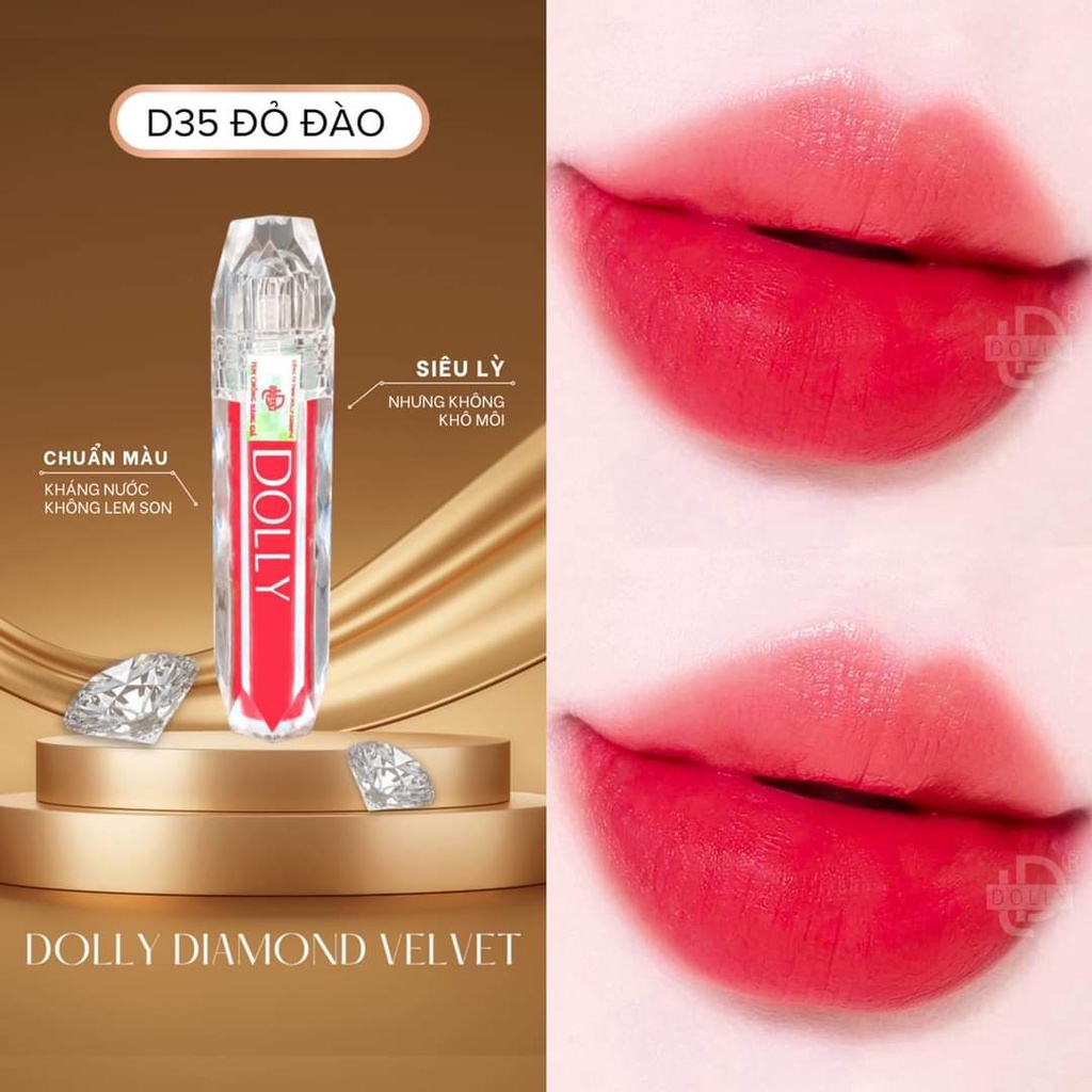 Son Kem Lì  DOLLY DIAMOND VELVET Không Chì Cao Cấp NEW 2022