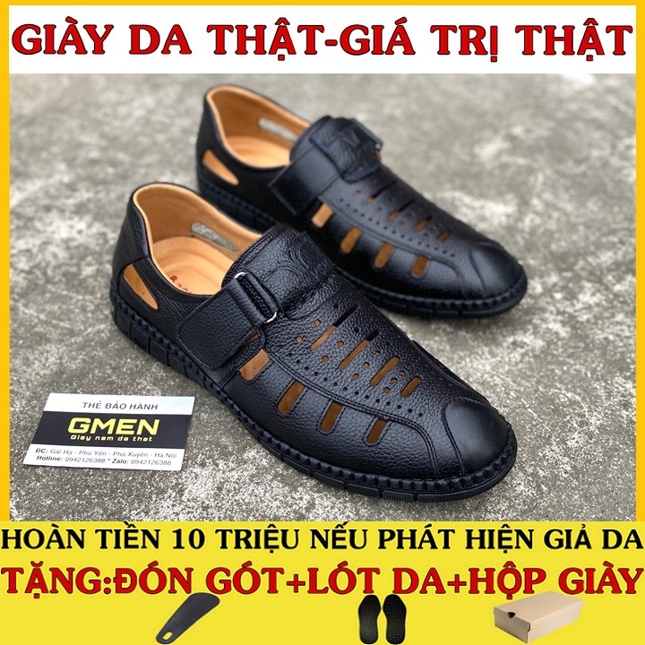 Giày rọ nam chất liệu da bò nguyên tấm đế cao su bảo hành 1 năm TK0356 . Nagas siêu phẩm