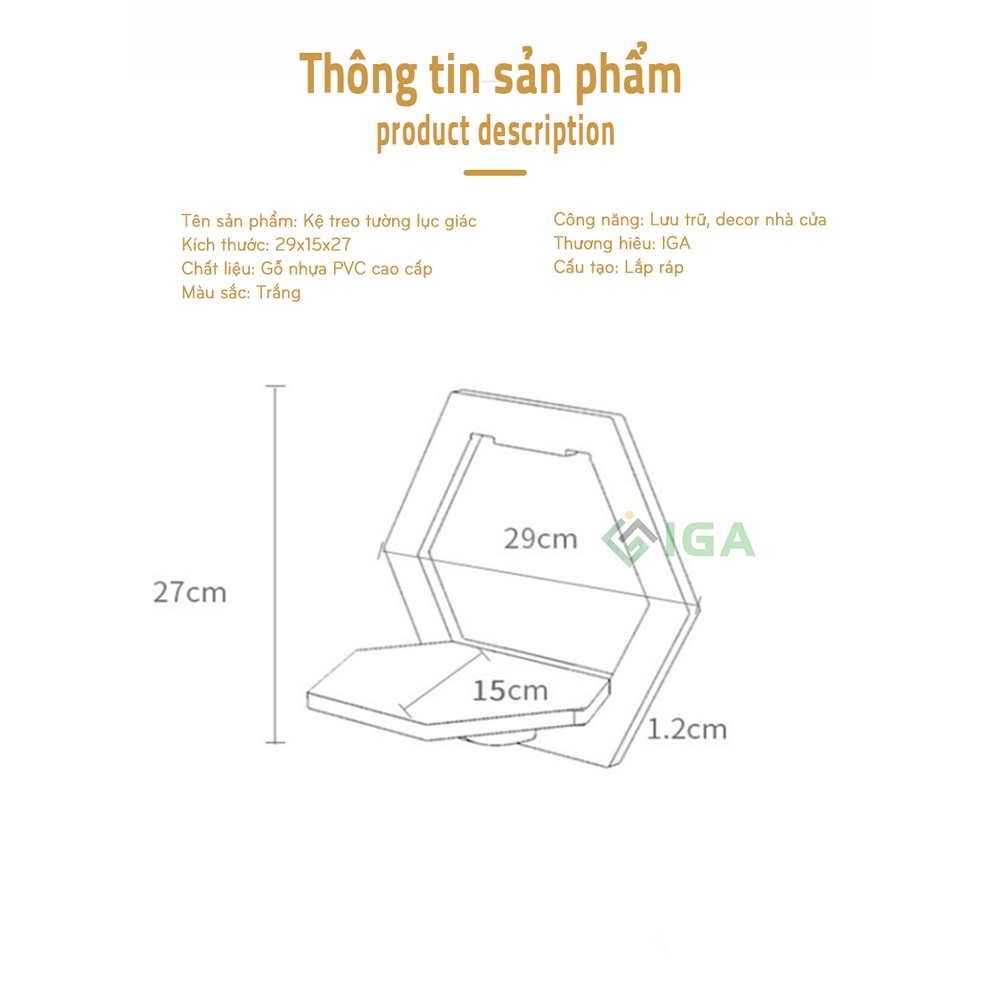 Kệ treo tường gỗ nhựa, đa năng tiện dụng - IG389.2