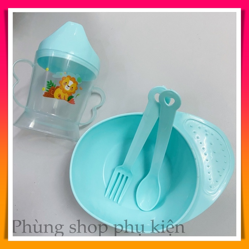 Bộ Chén Ăn Dặm Cho Bé Có Kèm Ly Tập Uống Nước ,Muỗng,Thìa