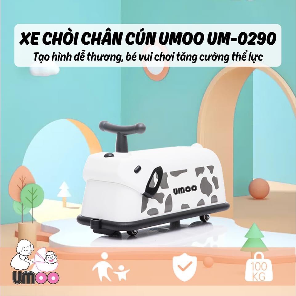 Xe chòi chân cún con Umoo màu trắng cho bé vận động vui khỏe