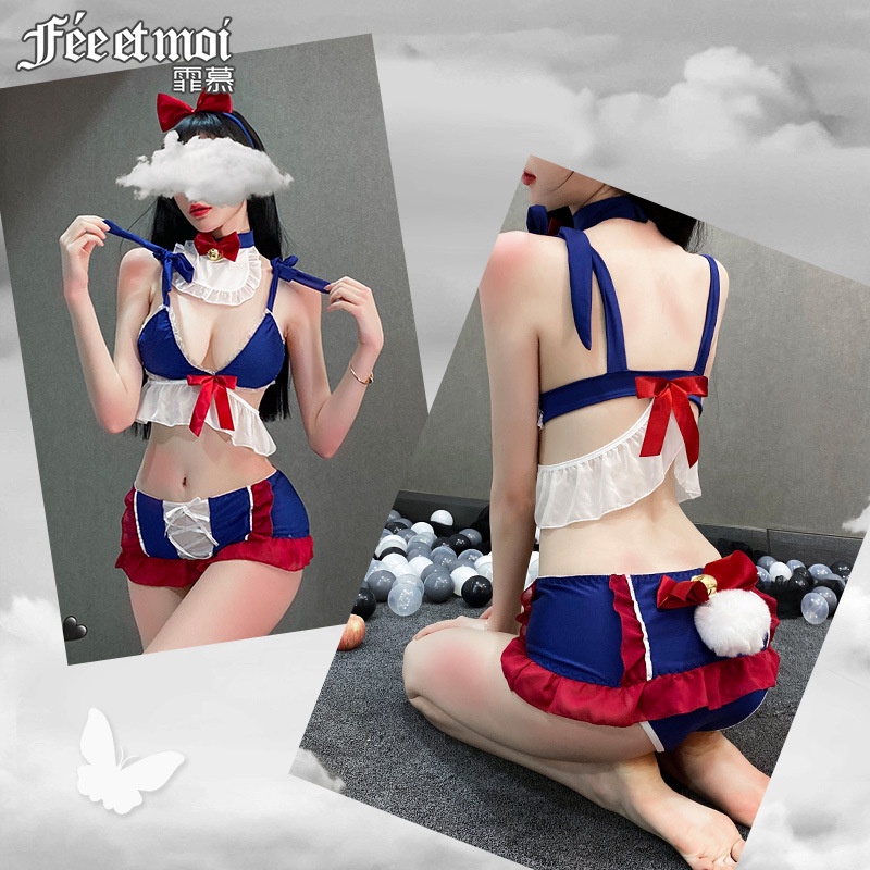 Đồ ngủ sexy - đồ cosplay - Fee Et Moi Sexy Lingerie Sexy Lace-up Three-Point Lace Sheath Culottes Princess Uniform Seductive Set 7022 | WebRaoVat - webraovat.net.vn