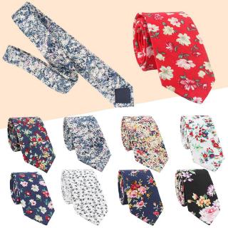 Yaleღ Fashion Men Slim Cotton Wedding Party Tie Casual Floral Print Neckties Gift