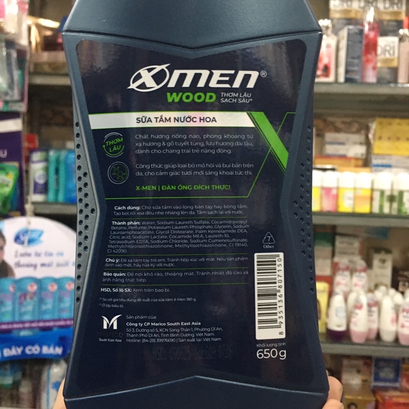 Sữa tắm nước hoa X-Men Wood Sport thơm lâu 650g
