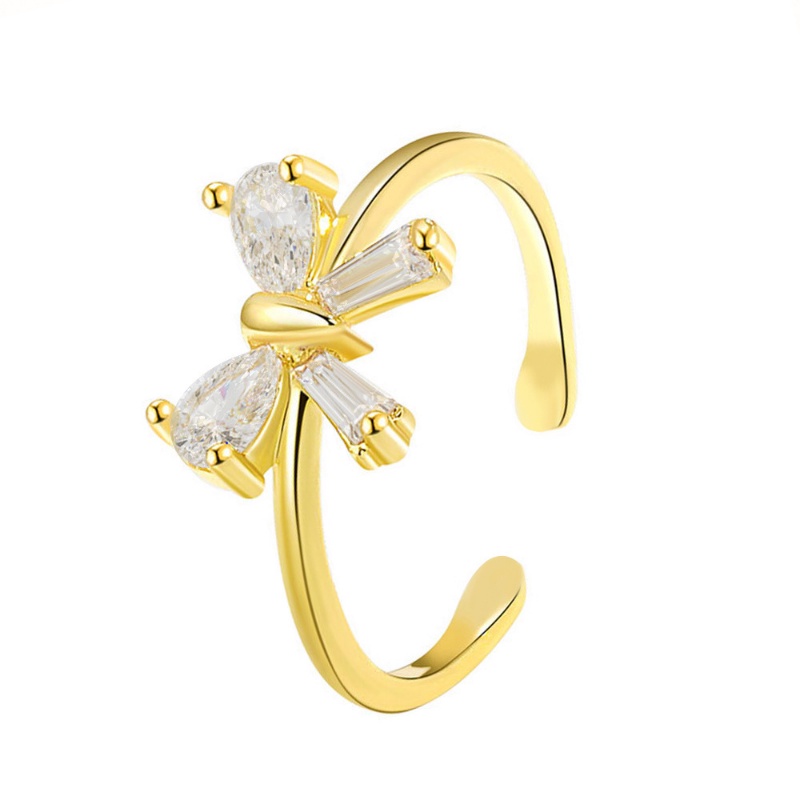 Nhẫn Hở Đính Đá Zircon Hình Giọt Nước Sang Trọng Phong Cách Hàn Quốc
