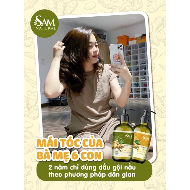 Bộ Gội ủ gừng Sinh Khương Sam Natural Phục Hồi Tóc Hư Tổn 500ML