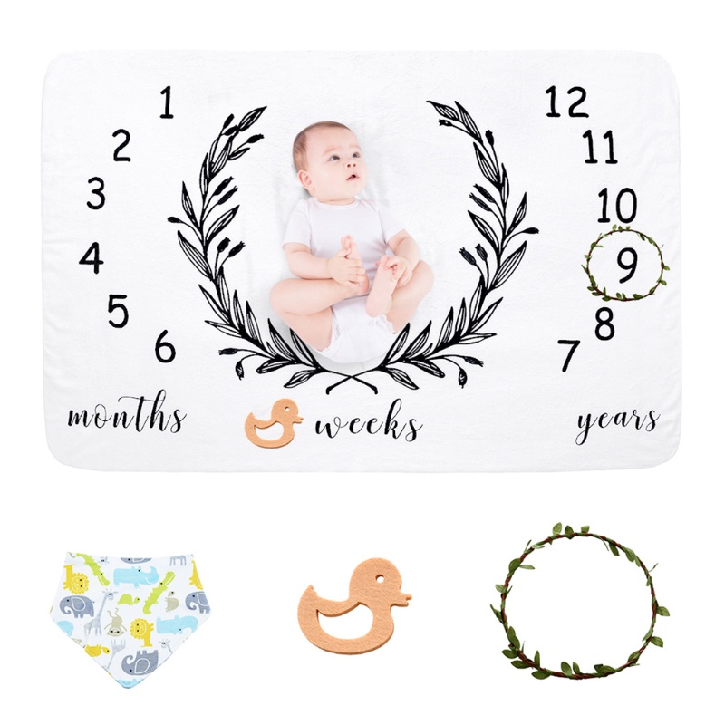 1 Set Chăn Đánh Dấu Cột Mốc Phát Triển Theo Tháng Làm Phụ Kiện Chụp Ảnh Cho Bé Sơ Sinh