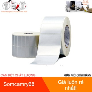 Giấy in mã vạch xi bạc 35x22 mm, cuộn 50m, 3 tem/hàng