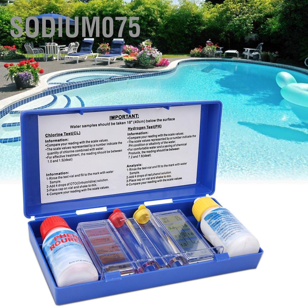 Sodium075 PH Chlorine Water Quality Test Kit Swimming Pool Tester Testing Box