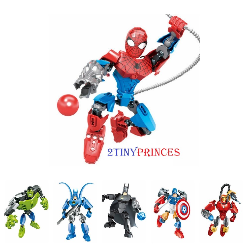 Đồ chơi lego lắp ráp siêu nhân người nhện, người sắt, khổng lồ xanh, đội trưởng mỹ DC01