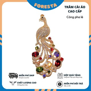 Trâm cài áo hình con công cao cấp FORESTA, sang trọng, lịch lãm, không phai màu