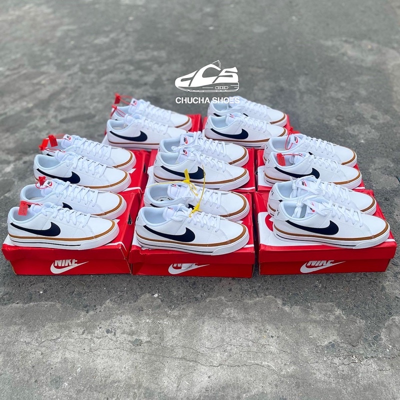 Giày Thể Thao Nike Court Legacy Low Trắng Viền Nâu - Code CU4150-102