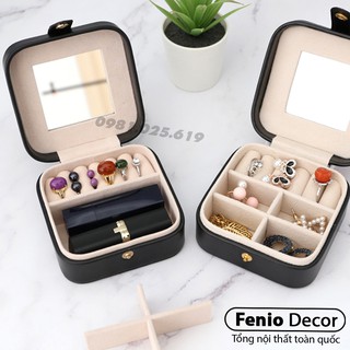 Hộp đựng trang sức nữ trang ♥️ CÓ GƯƠNG SOI ♥️ nhỏ xinh cao cấp