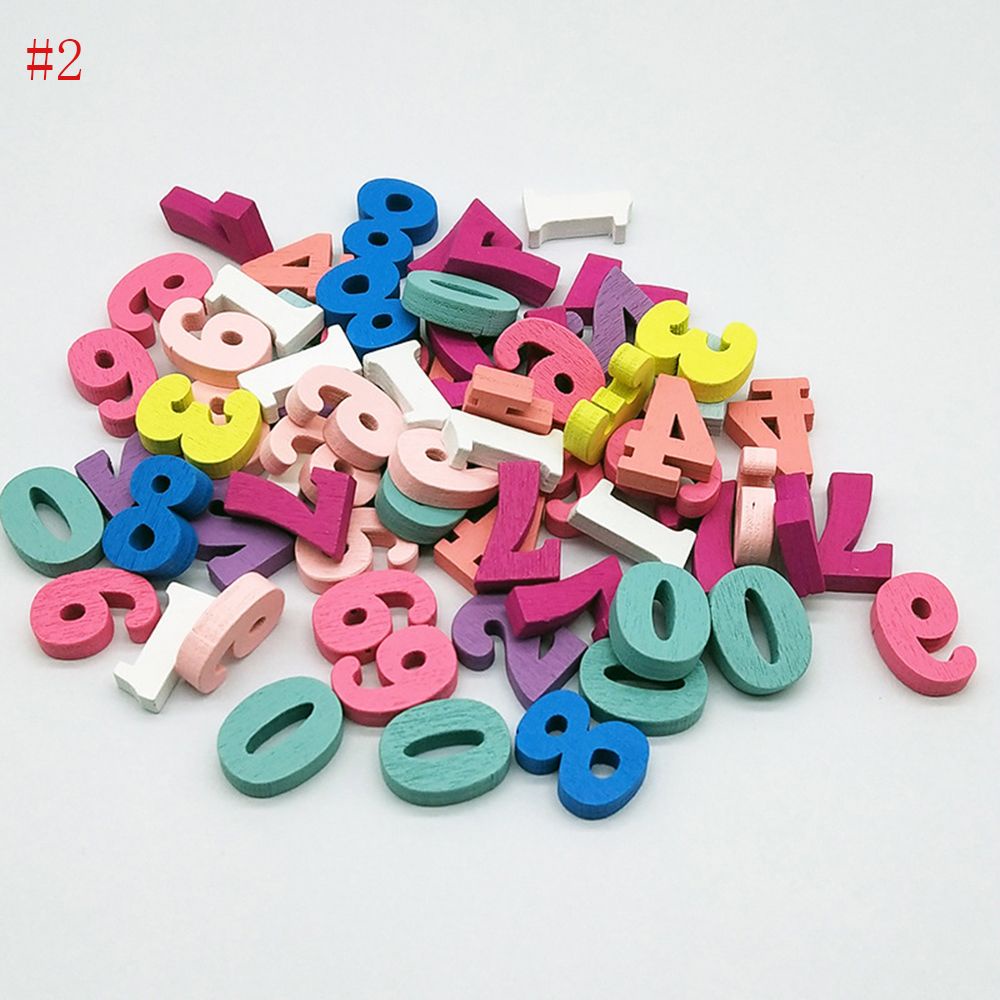 Bộ 100 Phụ Kiện Hình Chữ Cái / Số Hỗn Hợp Mocho Bằng Gỗ Nhiều Màu Sắc Dùng Trang Trí Nội Thất Nhà / Đồ Thủ Công DIY