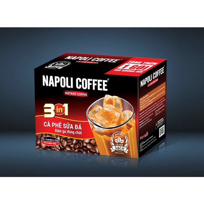 Cà Phê Sữa Nóng Hòa Tan 3in1 - Dạng Dây -  Napoli Coffee - 10gói x 22g [ 40 dây / thùng]