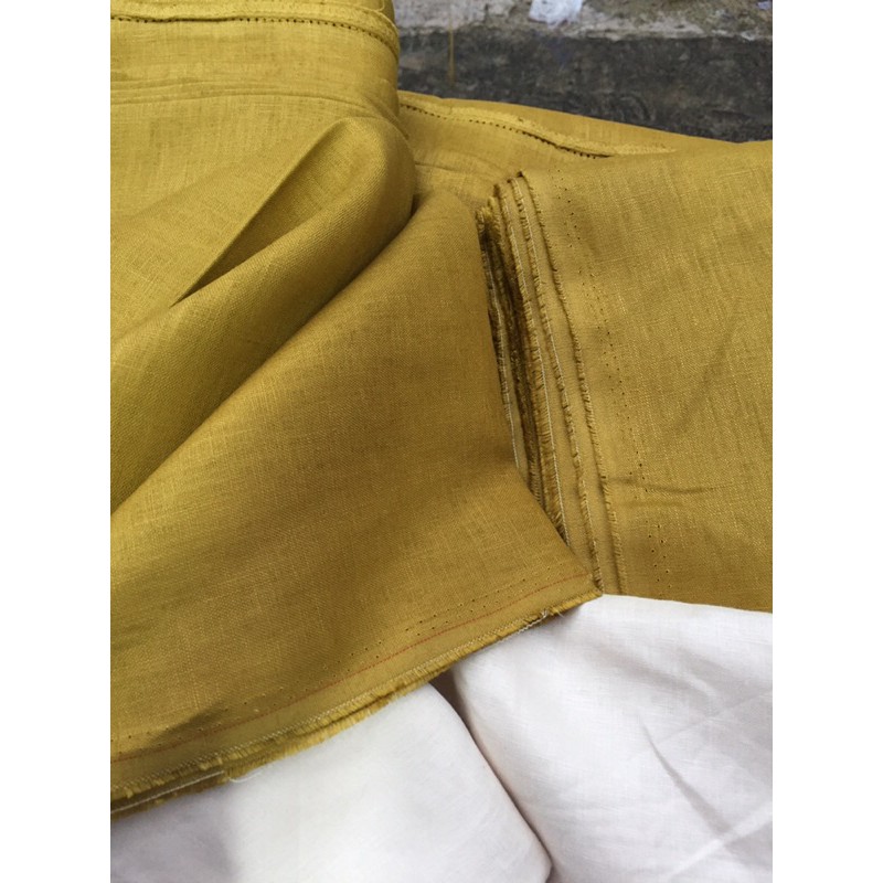 vải Linen tưng dầy vừa màu vàng mù tạt, đẹp lắm!