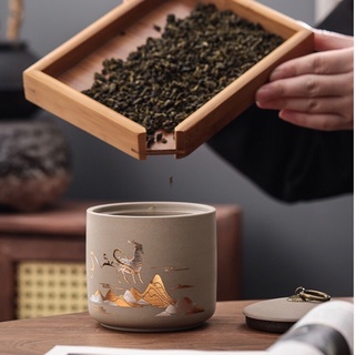 Hũ, Bình đựng trà bằng gốm (Cỡ lớn, nắp khít)