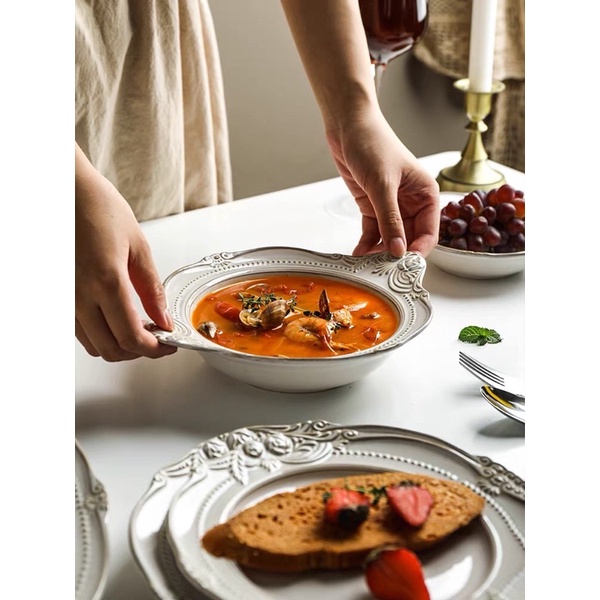 Set bát đĩa lẻ Rose phong cách vintage cổ điển
